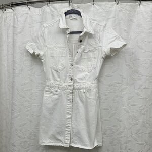 Zara White Button-Front Mini Dress